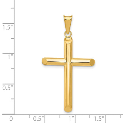 14K Gelbgold Kreuzanhänger mit Röhrendesign, poliert