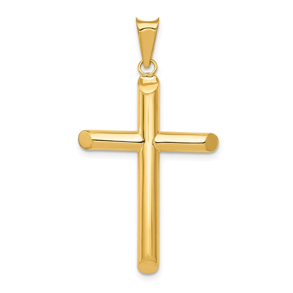 14K Gelbgold Kreuzanhänger mit Röhrendesign, poliert