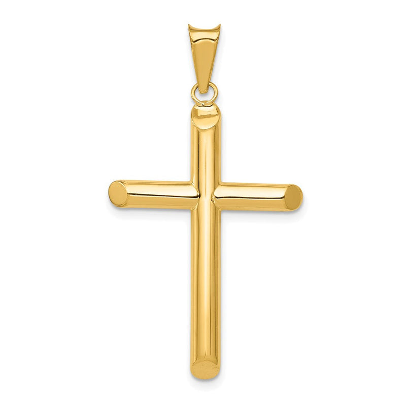 14K Gelbgold Kreuzanhänger mit Röhrendesign, poliert