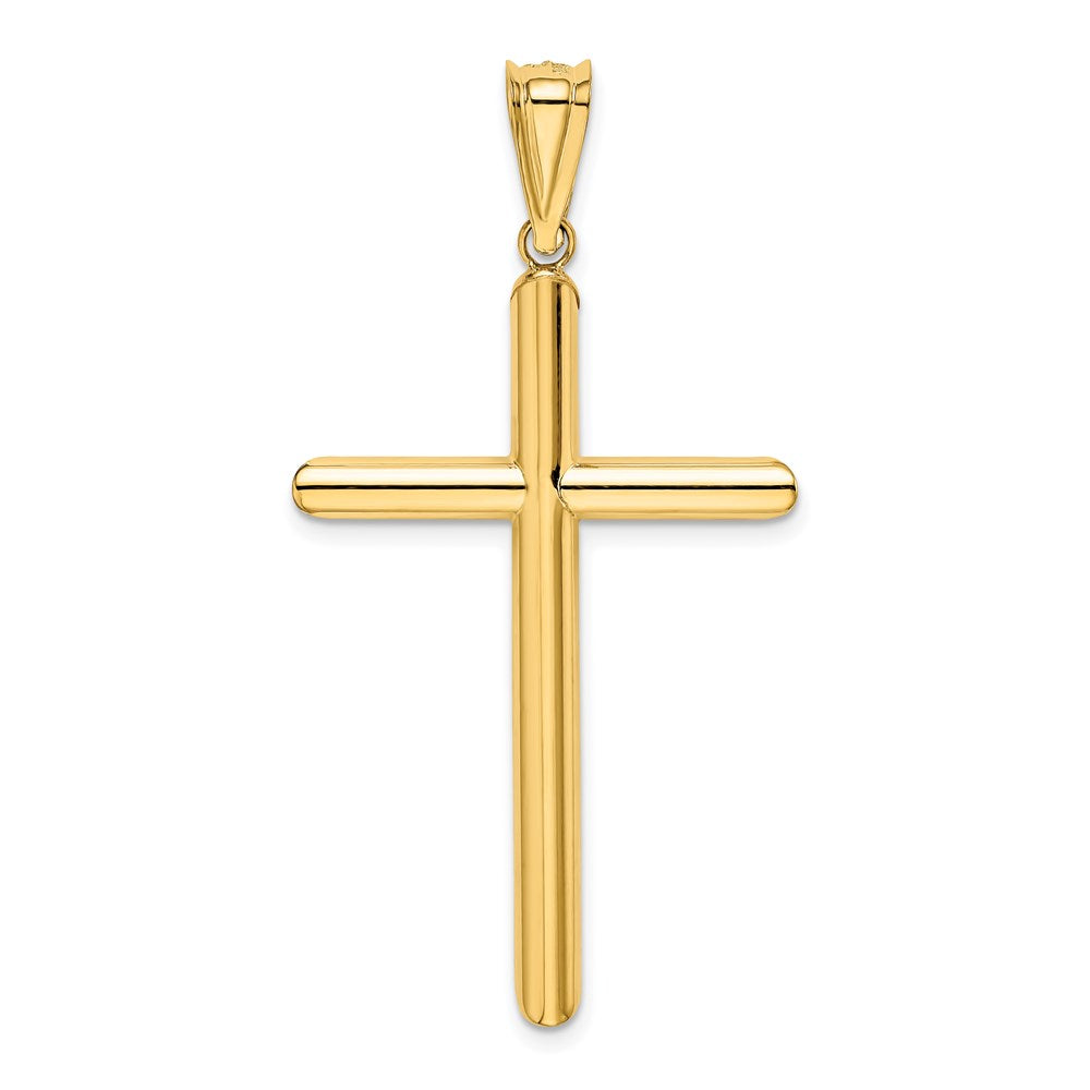 14K Gelbgold Polierter Röhrenkreuzanhänger
