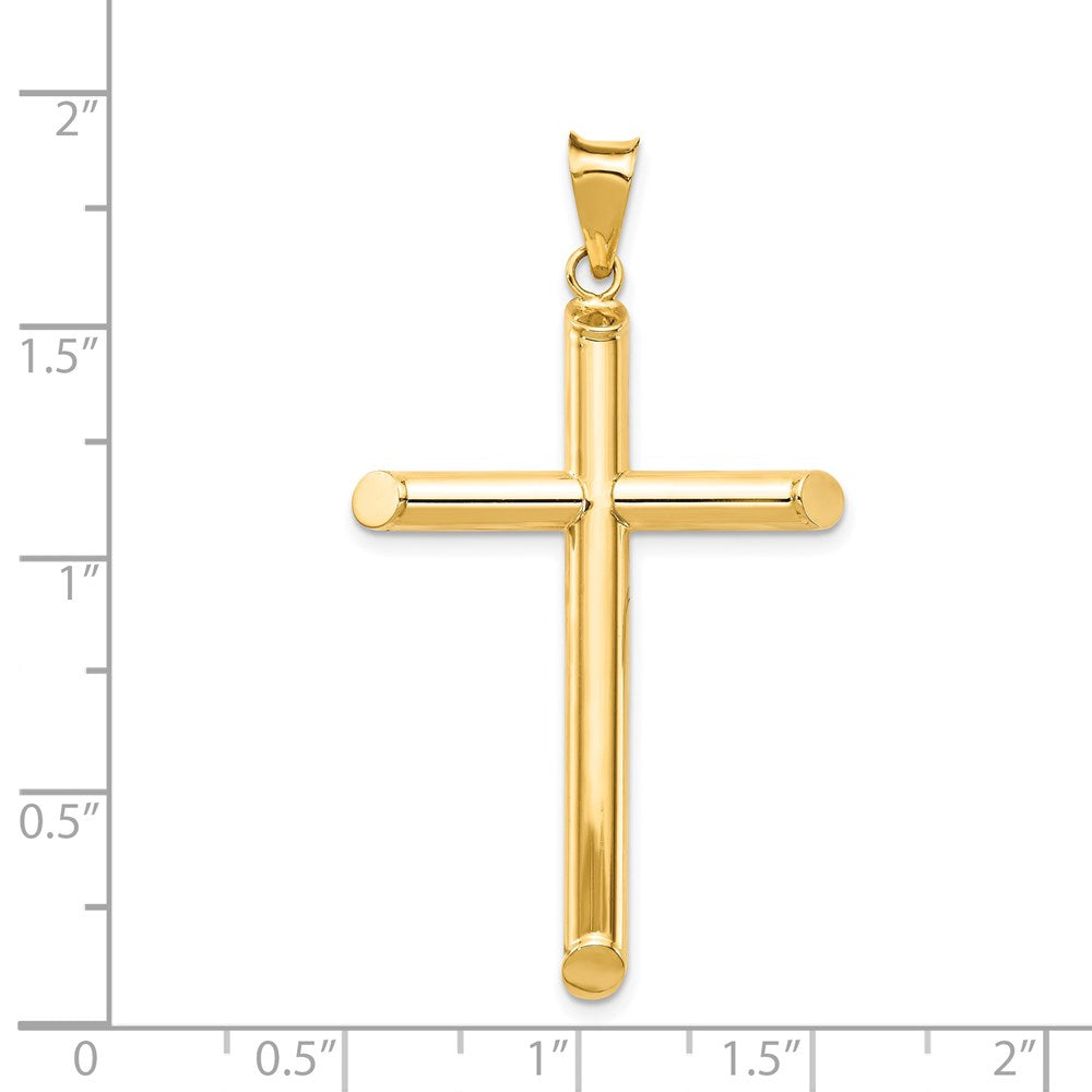 14K Gelbgold Polierter Röhrenkreuzanhänger