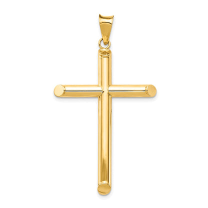 14K Gelbgold Polierter Röhrenkreuzanhänger