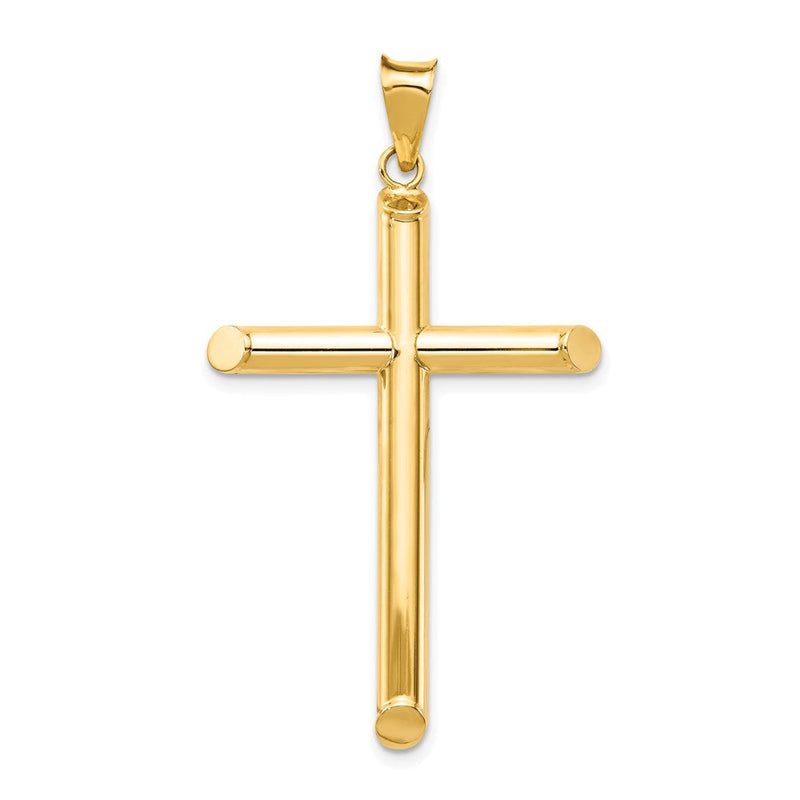 14K Gelbgold Polierter Röhrenkreuzanhänger