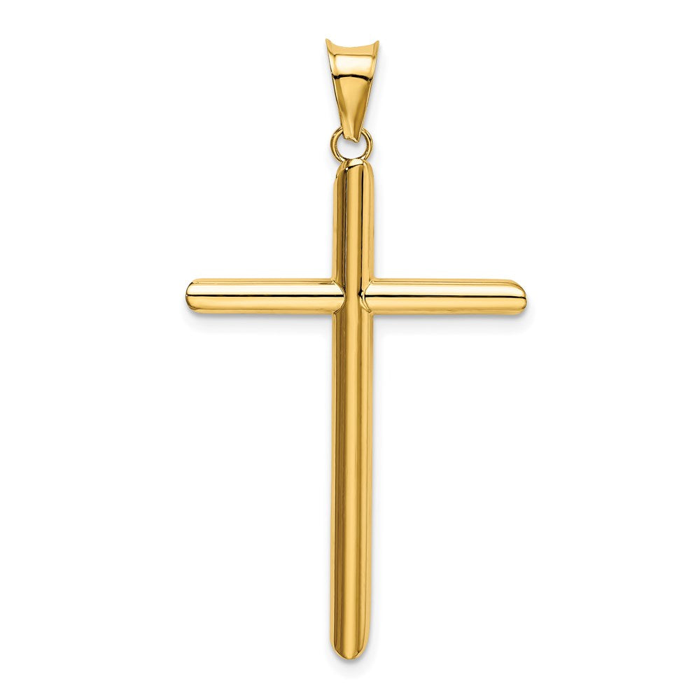 14 Karat Gelbgold Polierter Röhren-Kreuzanhänger