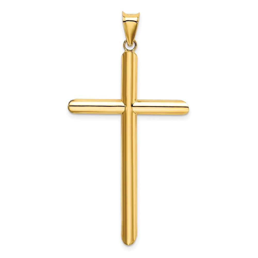 14K Gelbgold polierter Röhren-Kreuzanhänger