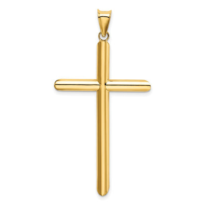 14K Gelbgold polierter Röhren-Kreuzanhänger