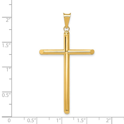 14K Gelbgold polierter Röhren-Kreuzanhänger