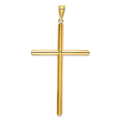 14K Gelbgold Polierter Röhrenkreuz-Anhänger