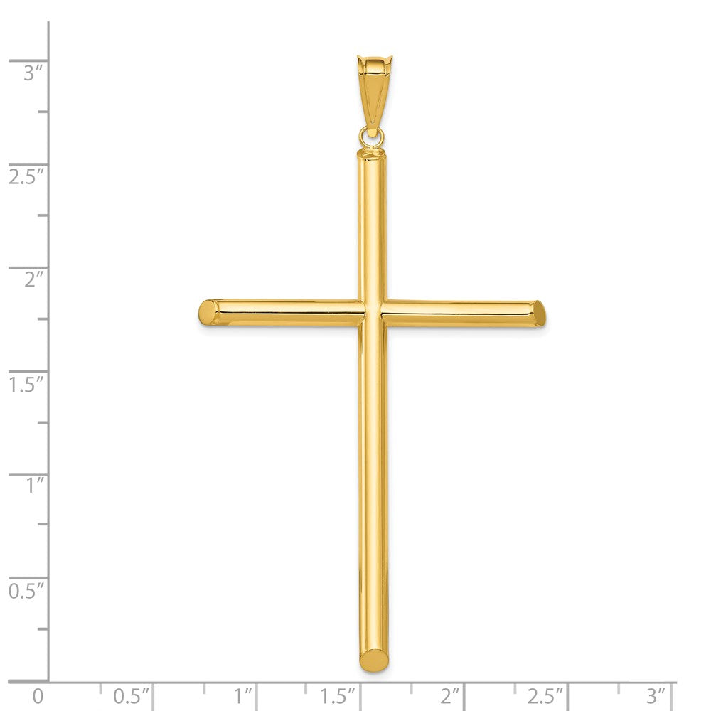 14K Gelbgold Polierter Röhrenkreuz-Anhänger