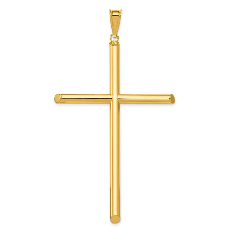 14K Gelbgold Polierter Röhrenkreuz-Anhänger