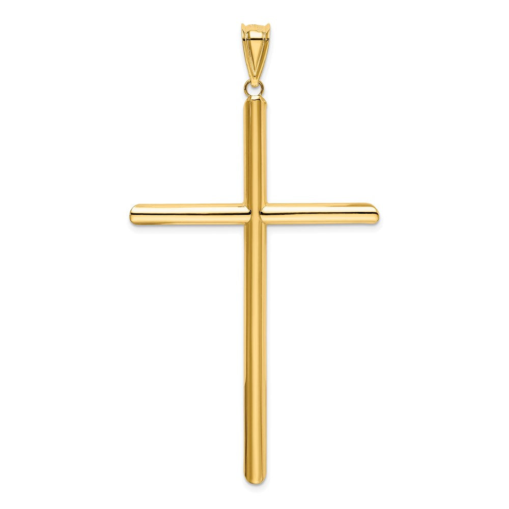 14 Karat Gelbgold Polierter Röhren-Kreuz-Anhänger