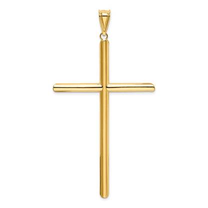 14 Karat Gelbgold Polierter Röhren-Kreuz-Anhänger