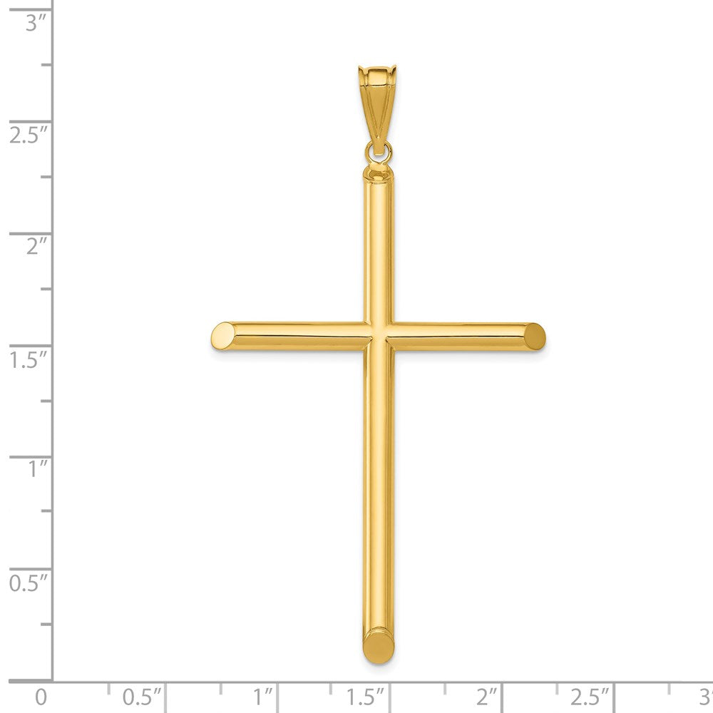 14 Karat Gelbgold Polierter Röhren-Kreuz-Anhänger