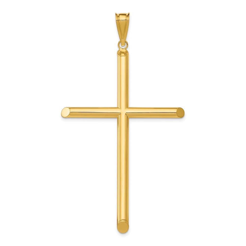 14 Karat Gelbgold Polierter Röhren-Kreuz-Anhänger