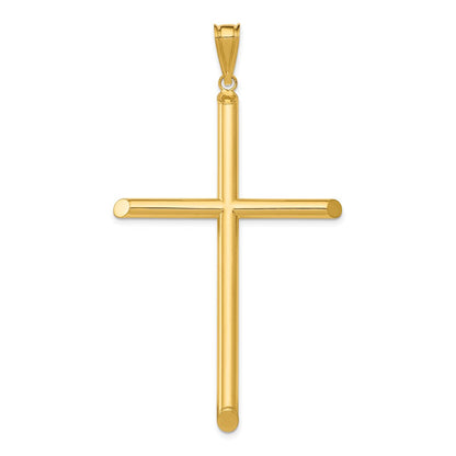 14 Karat Gelbgold Polierter Röhren-Kreuz-Anhänger