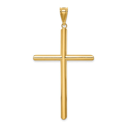 14K Gelbgold Polierter Röhren-Kreuz-Anhänger