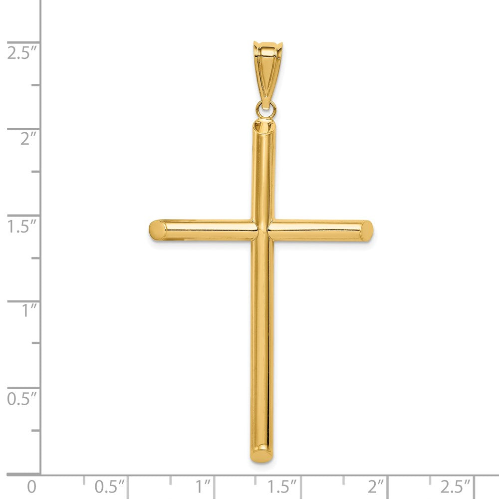 14K Gelbgold Polierter Röhren-Kreuz-Anhänger