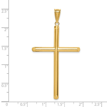 14K Gelbgold Polierter Röhren-Kreuz-Anhänger