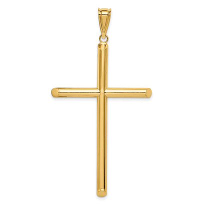14K Gelbgold Polierter Röhren-Kreuz-Anhänger