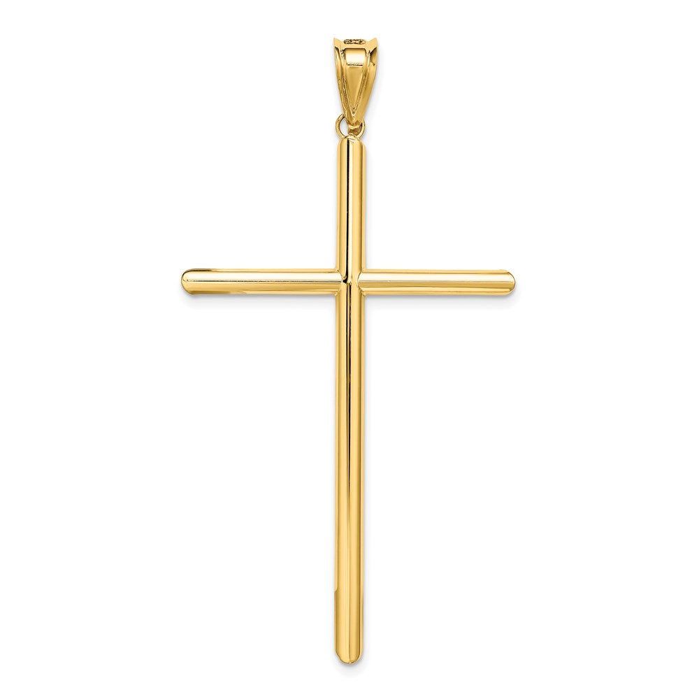 14K Gelbgold Polierter Röhren-Kreuz-Anhänger
