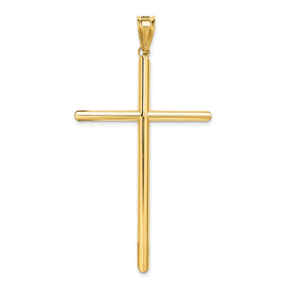 14K Gelbgold Polierter Röhren-Kreuz-Anhänger