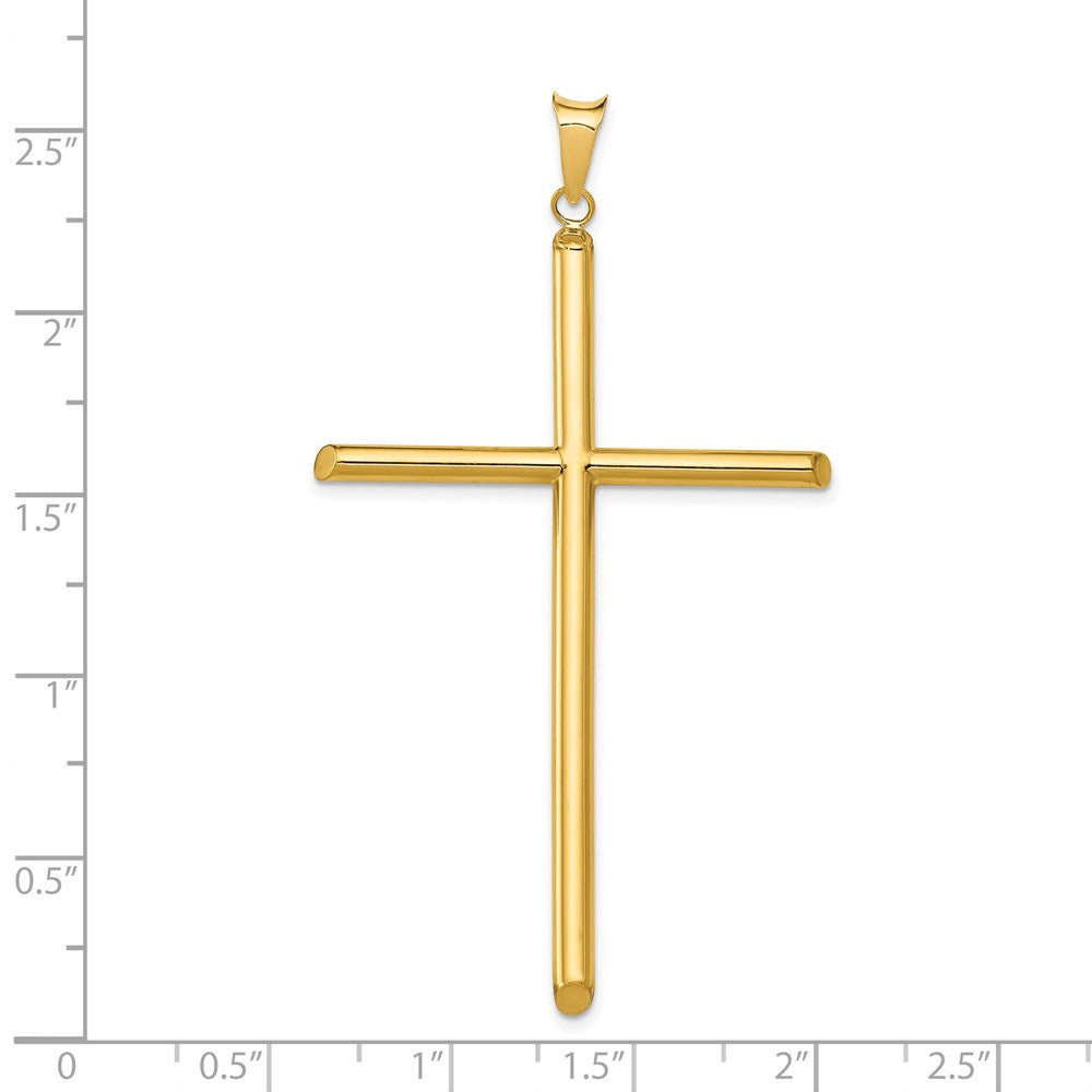14K Gelbgold Polierter Röhren-Kreuz-Anhänger