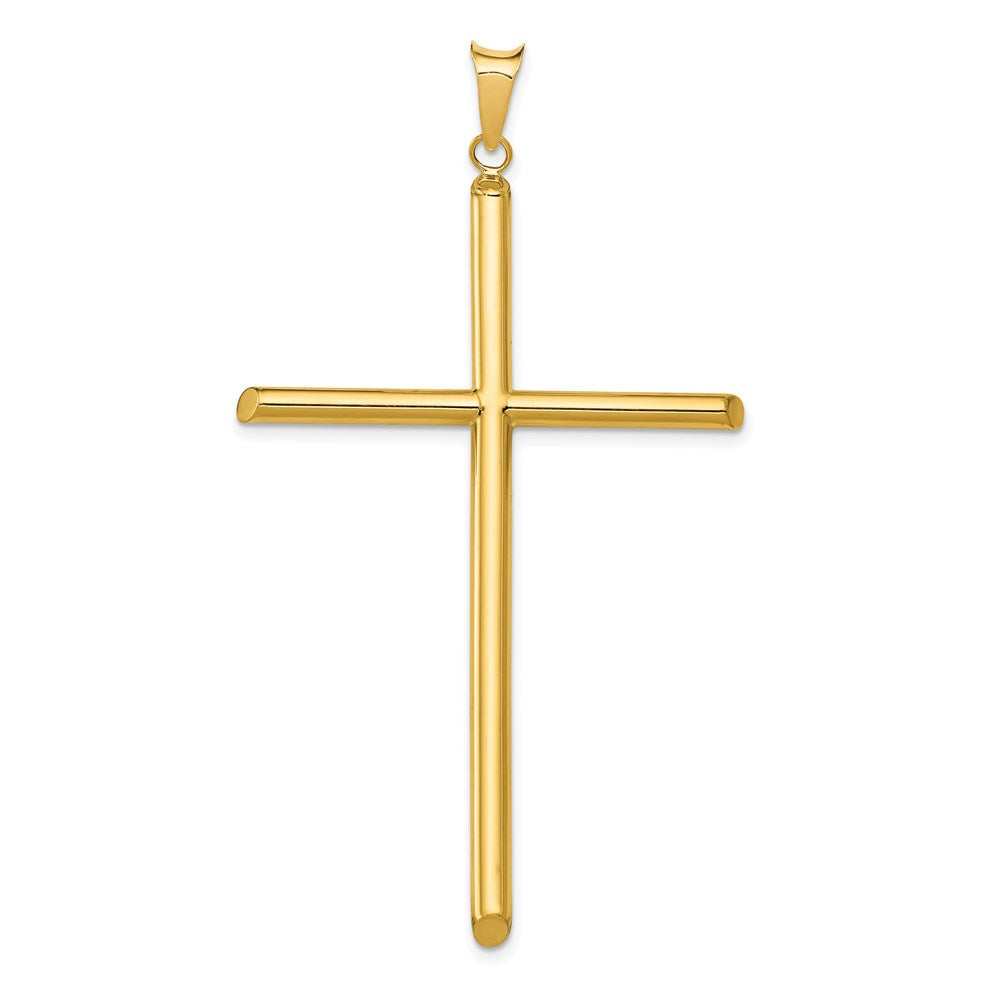 14K Gelbgold Polierter Röhren-Kreuz-Anhänger