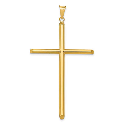 14K Gelbgold Polierter Röhren-Kreuz-Anhänger