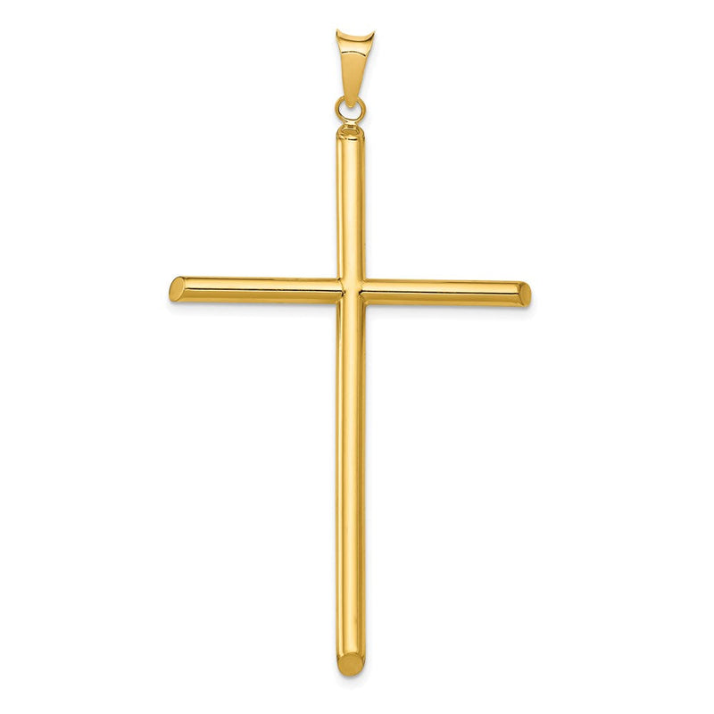 14K Gelbgold Polierter Röhren-Kreuz-Anhänger