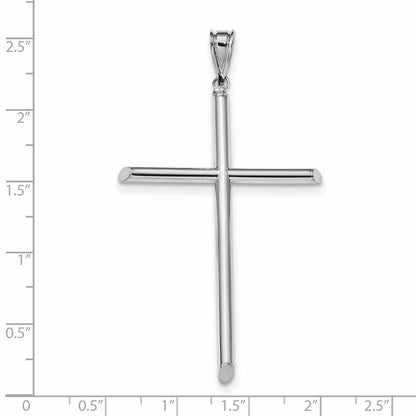 14K Weißgold Polierter Röhrenkreuz-Anhänger