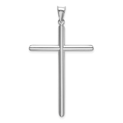 14K Weißgold Poliert Röhren-Kreuz-Anhänger