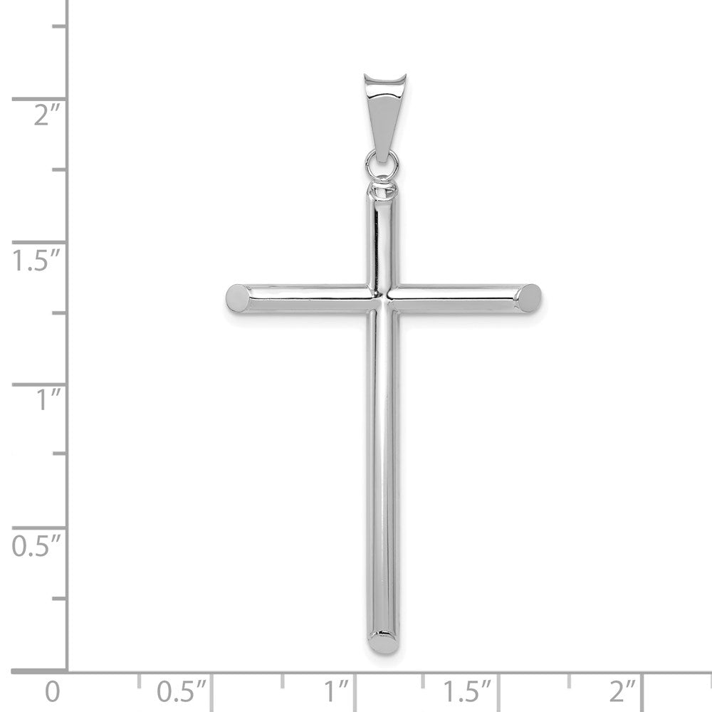 14K Weißgold Poliert Röhren-Kreuz-Anhänger