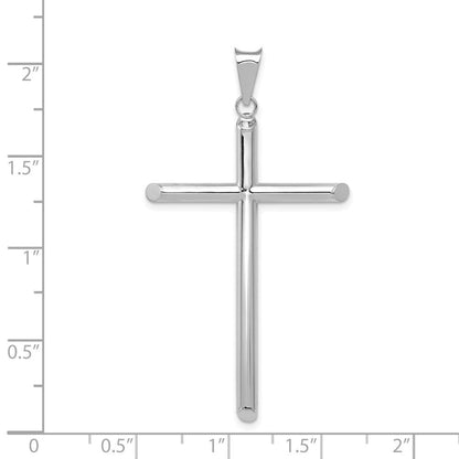 14K Weißgold Poliert Röhren-Kreuz-Anhänger