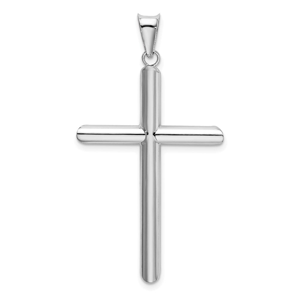 14K Weißgold Poliert Rohr-Kreuz-Anhänger