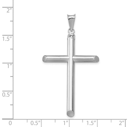 14K Weißgold Poliert Rohr-Kreuz-Anhänger