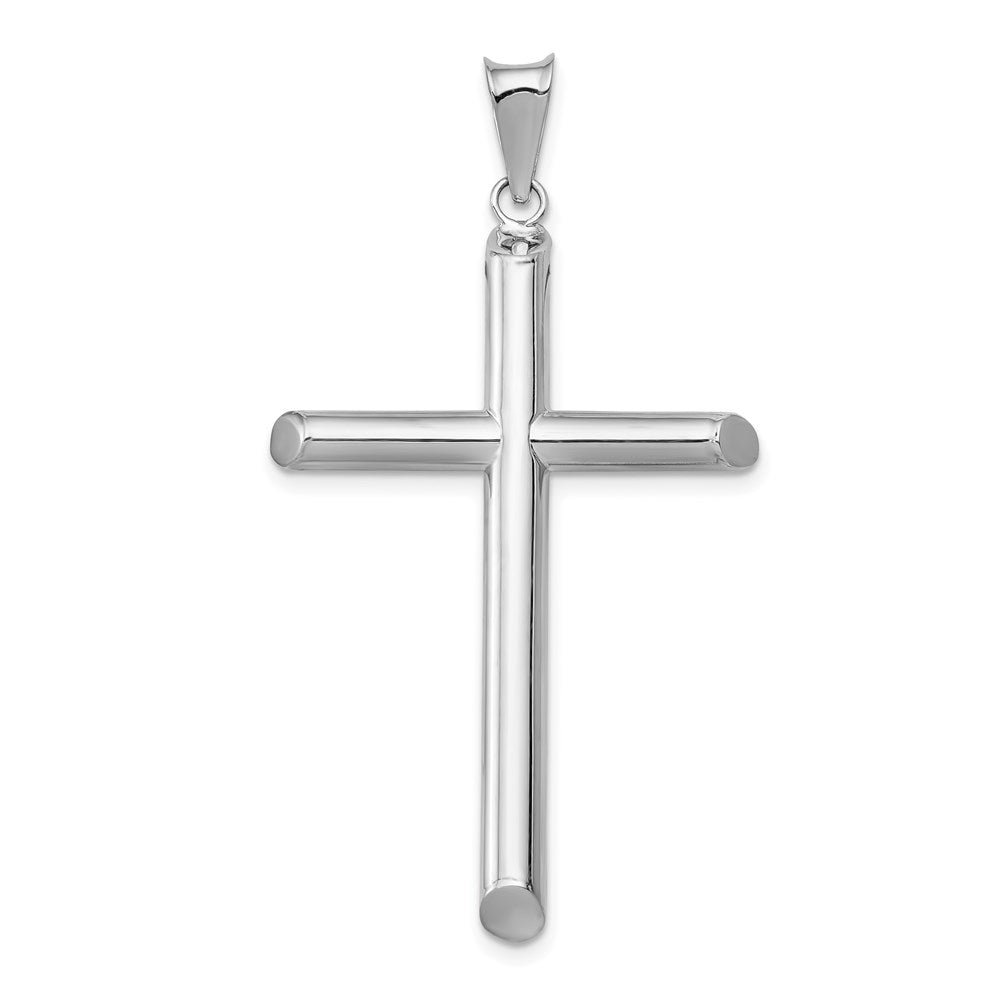 14K Weißgold Poliert Rohr-Kreuz-Anhänger