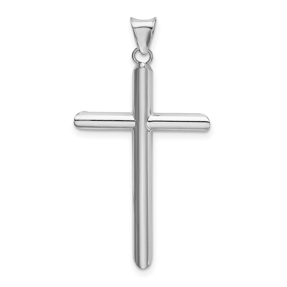 14K Weißgold Poliert Röhre Kreuz Anhänger