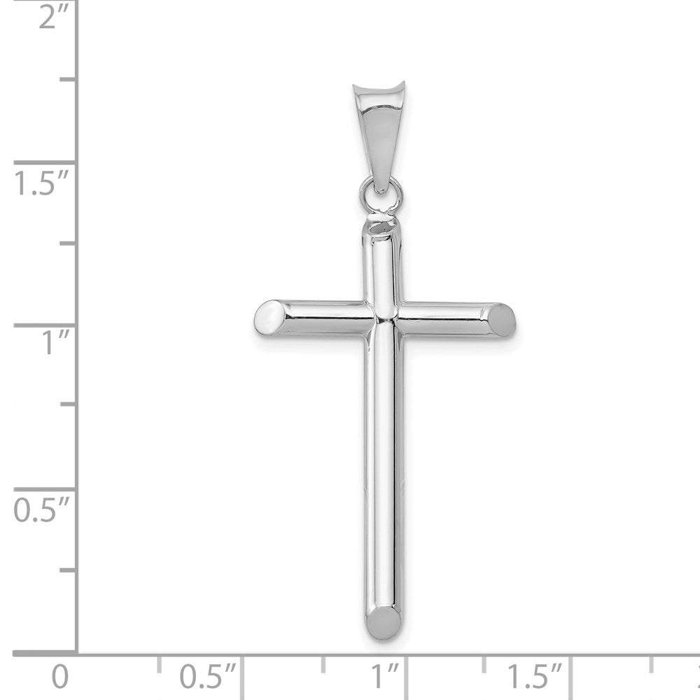 14K Weißgold Poliert Röhre Kreuz Anhänger