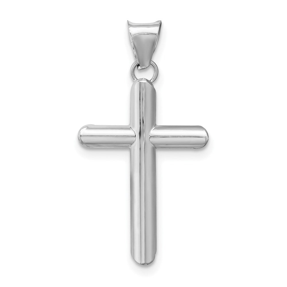 14K Weißgold Poliert Röhre Kreuz Anhänger