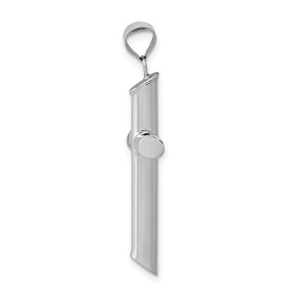 14K Weißgold Polierter Röhren-Kreuz-Anhänger