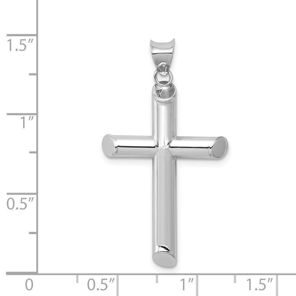 14K Weißgold Polierter Röhren-Kreuz-Anhänger