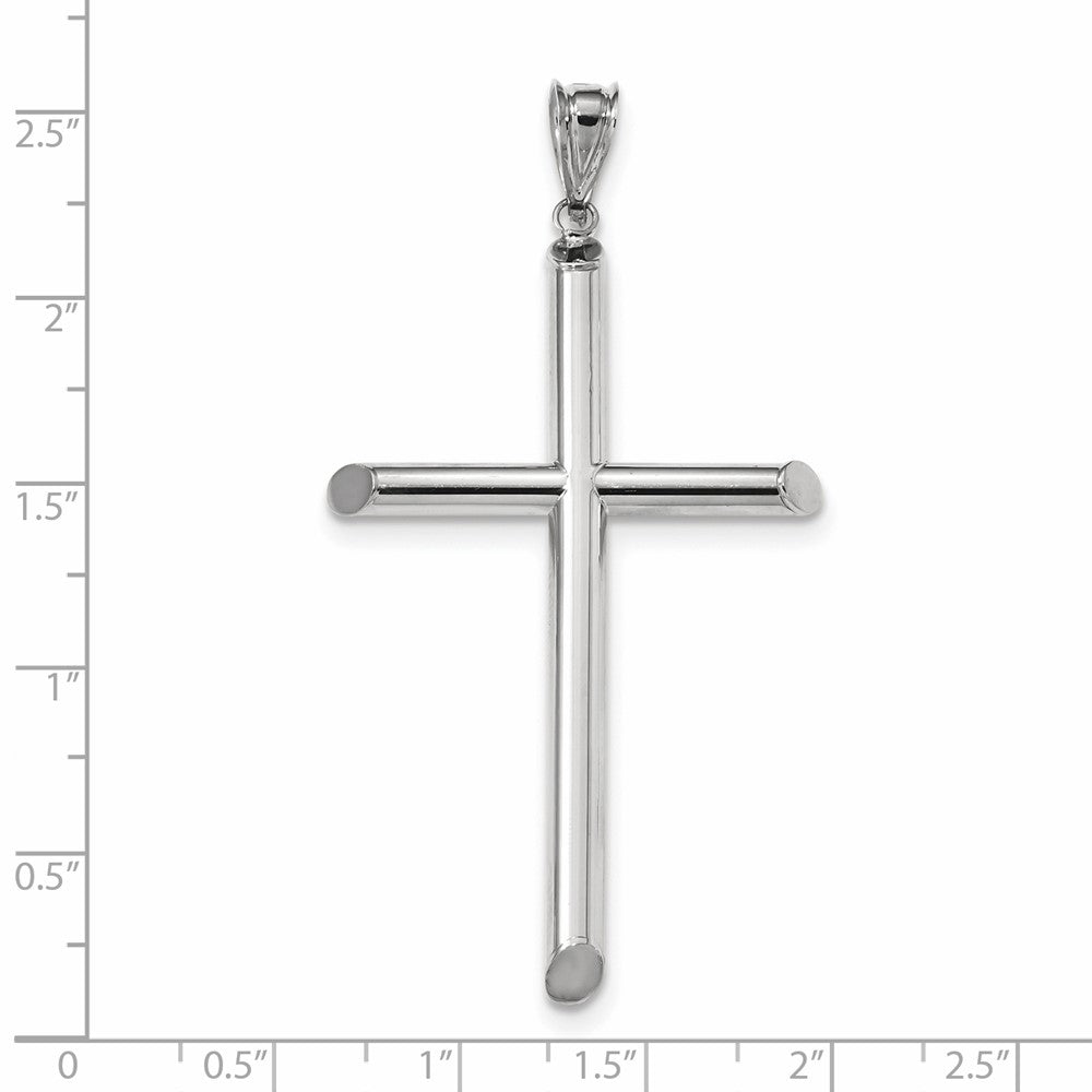 14K Weißgold Polierter Rohr-Kreuz-Anhänger