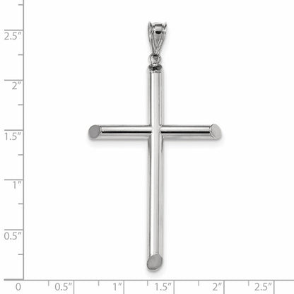 14K Weißgold Polierter Rohr-Kreuz-Anhänger