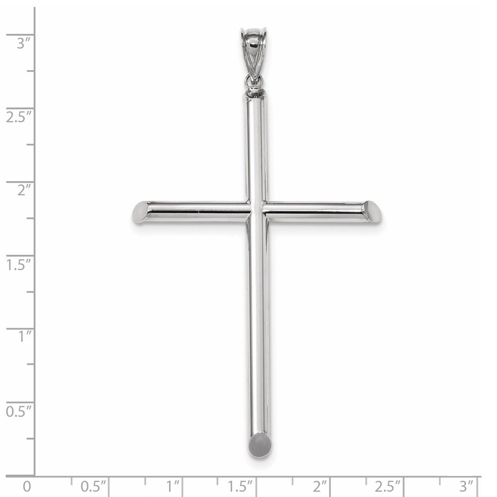 14K Weißgold Polierter Röhren-Kreuz-Anhänger