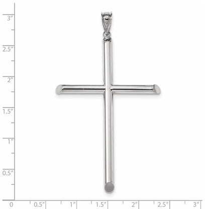 14K Weißgold Polierter Röhren-Kreuz-Anhänger
