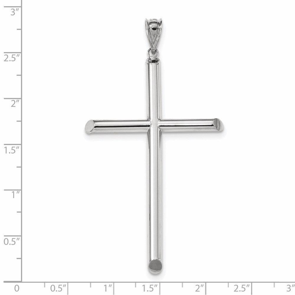 14K Weißgold Polierter Rohr-Kreuz-Anhänger
