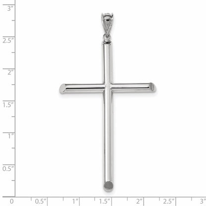 14K Weißgold Polierter Rohr-Kreuz-Anhänger