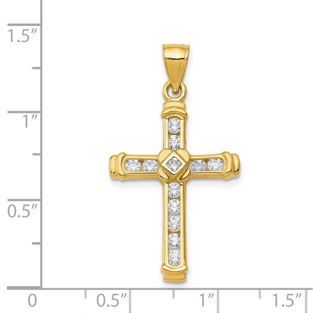14K Gelbgold 14K Zirkonia Kreuz Anhänger