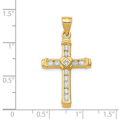 14K Gelbgold 14K Zirkonia Kreuz Anhänger