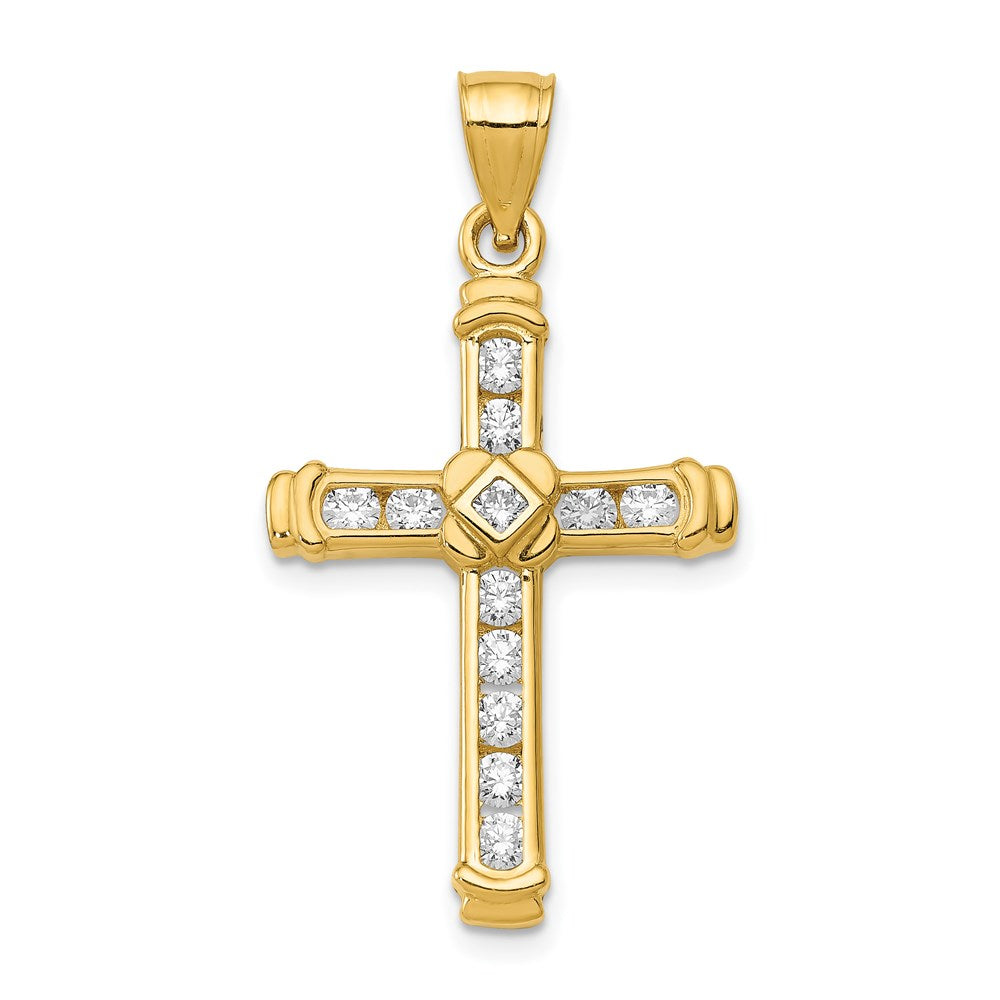 14K Gelbgold 14K Zirkonia Kreuz Anhänger